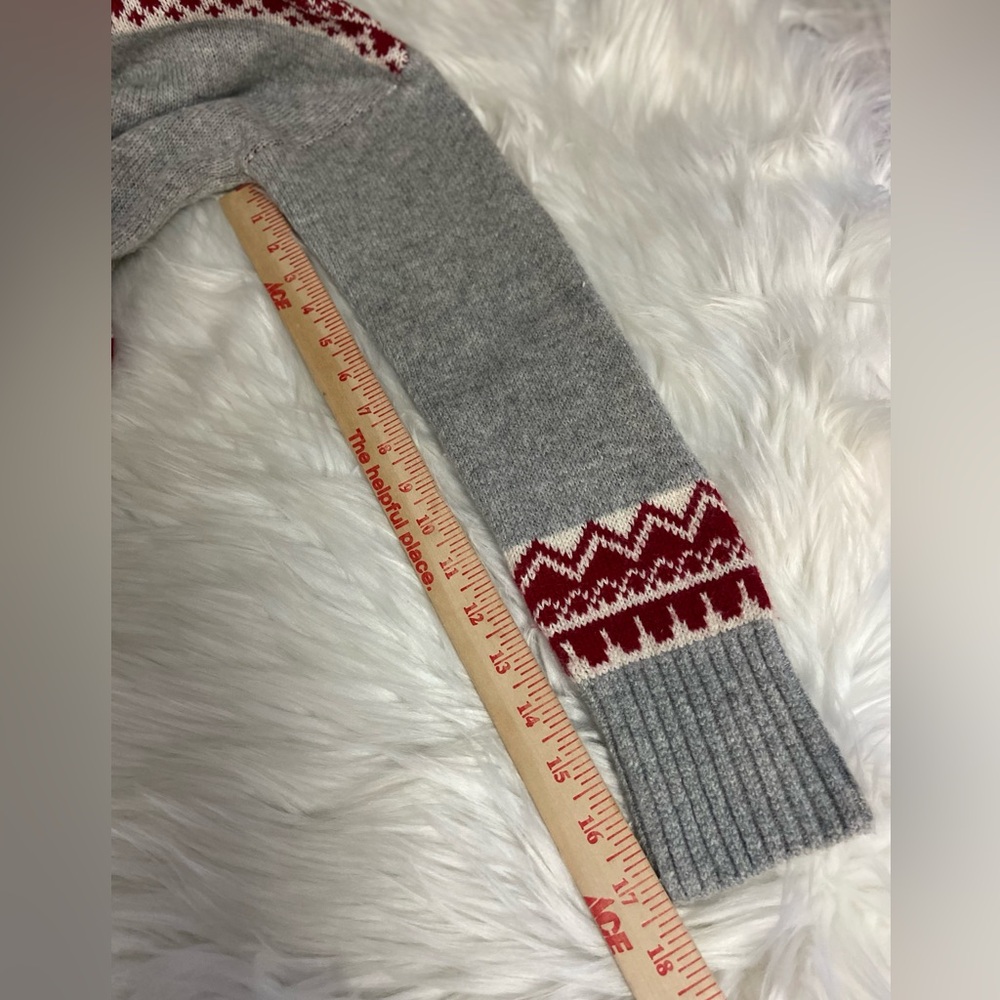 Ruby Moon Sz S Grey with Burgandy Women’s Hooded Knit Sweater - Picture 9 of 10